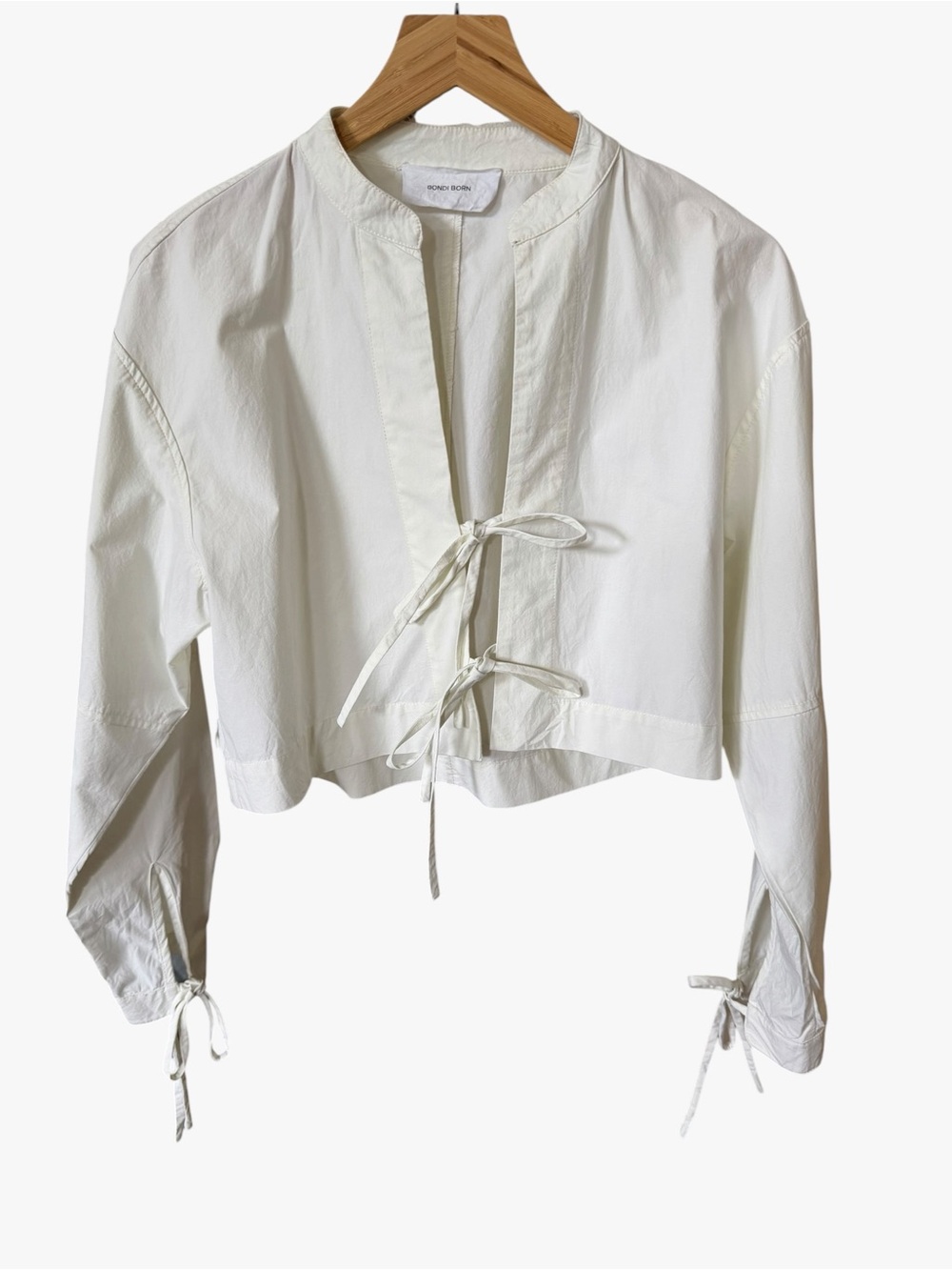 BONDI BORN papeno White Cropped Long-Sleeve blouse
